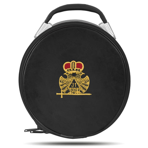 Riaz Impex Masonic Cases 31st Degree Scottish Rite Crown Cap Case – Double Eagle Black Machine Embroidery
