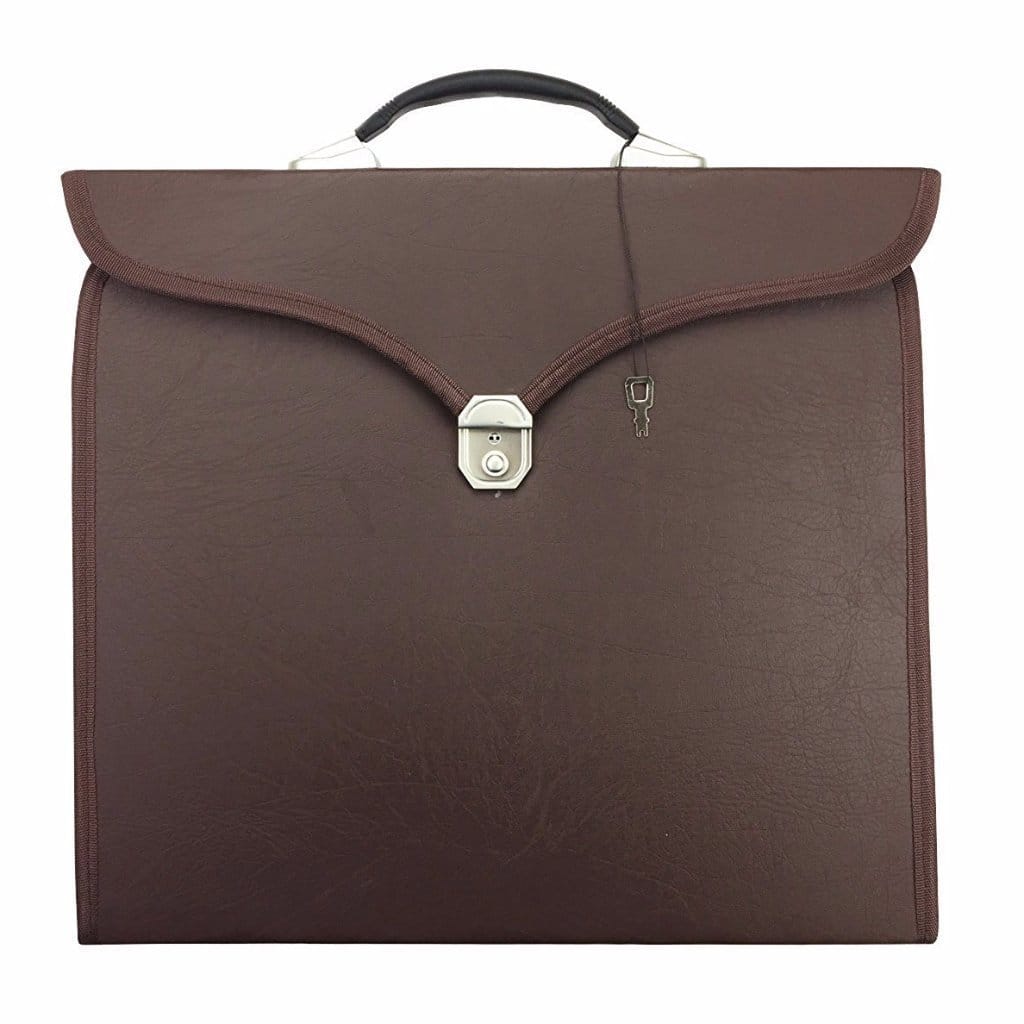 Riaz Impex Masonic Cases Brown with Masonic Symbol Master Mason Blue Lodge Apron Case – Imitation Leather Square & Compass G MM/WM