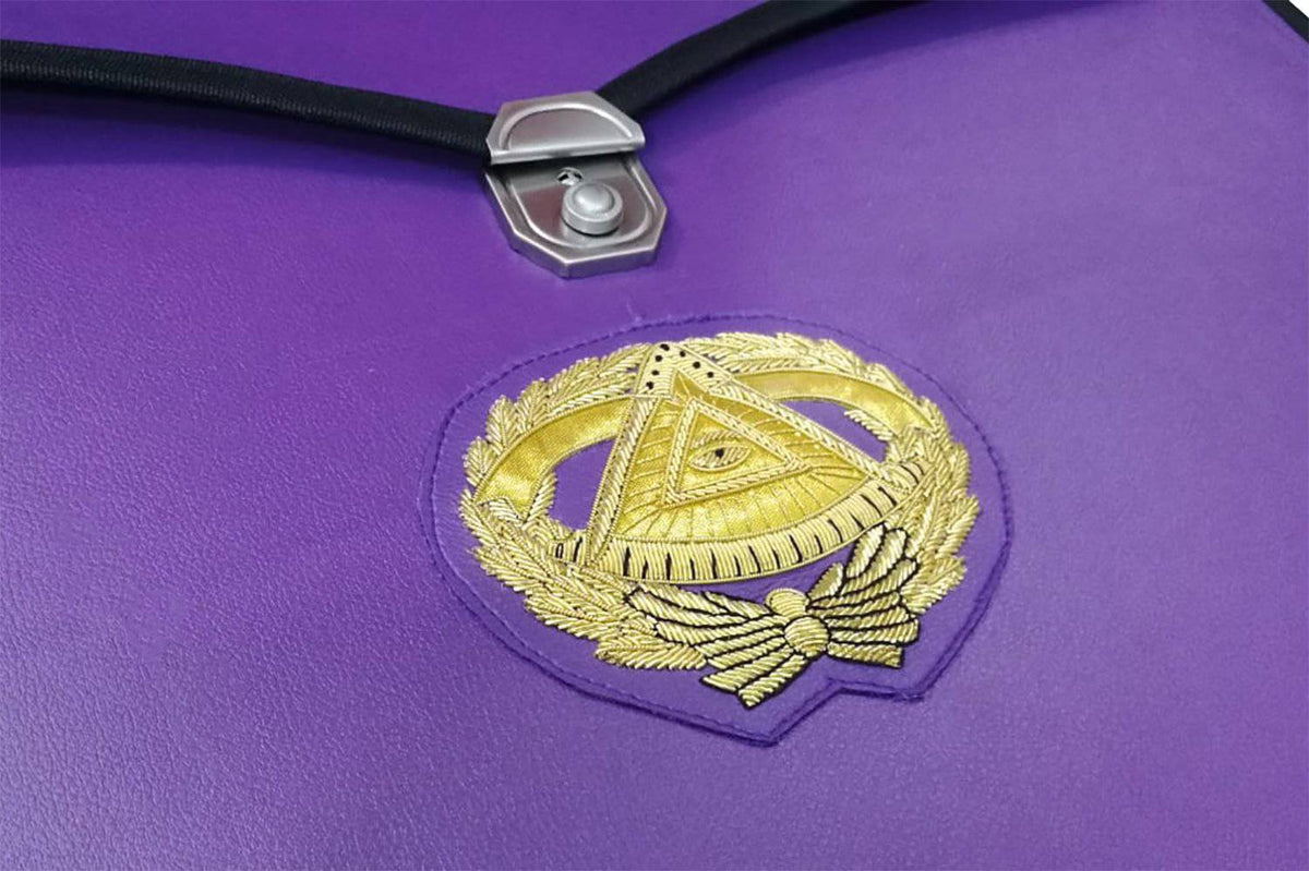 Riaz Impex Masonic Cases Grand Master Blue Lodge Apron Case – Purple Imitation Leather MM, WM & Provincial