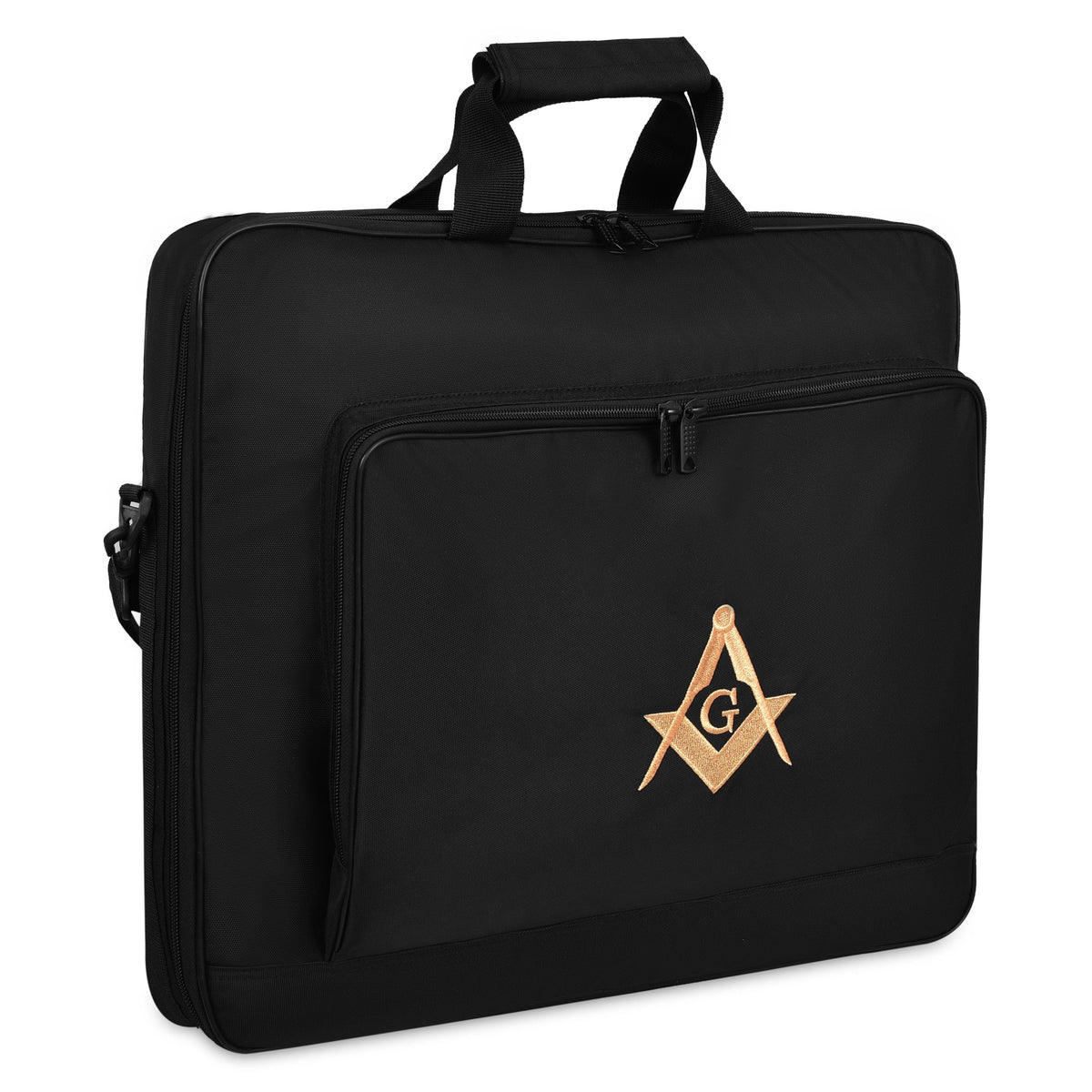 Riaz Impex Masonic Cases Master Mason Blue Lodge Apron Case – Black Cordura Fabric With Gold Emblem