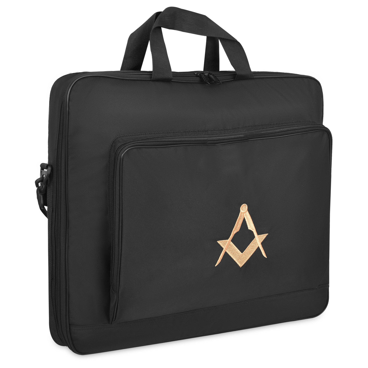 Riaz Impex Masonic Cases Master Mason Blue Lodge Apron Case – Black Cordura With Gold Square & Compass