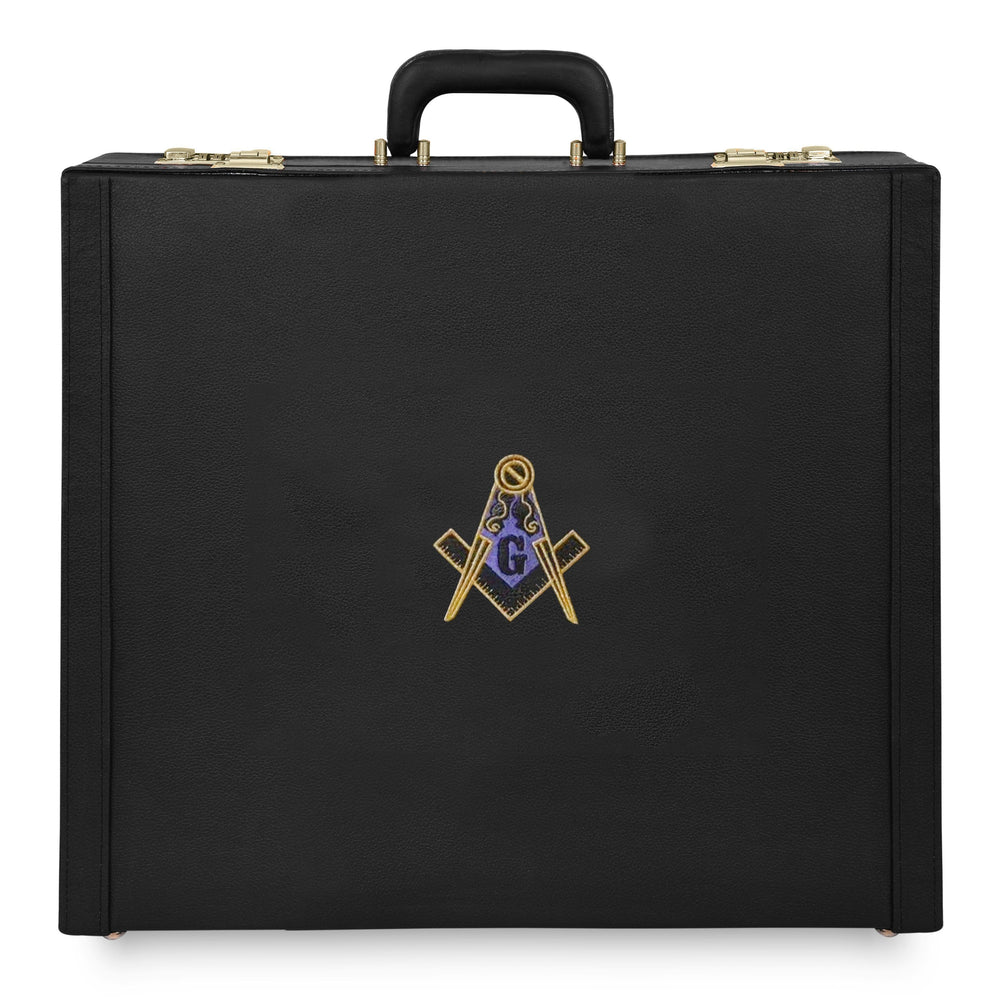 Riaz Impex Masonic Cases MM/WM SIZE / Synthetic Case Master Mason Blue Lodge Apron Case – Machine Embroidery Square & Compass G Various Sizes & Materials