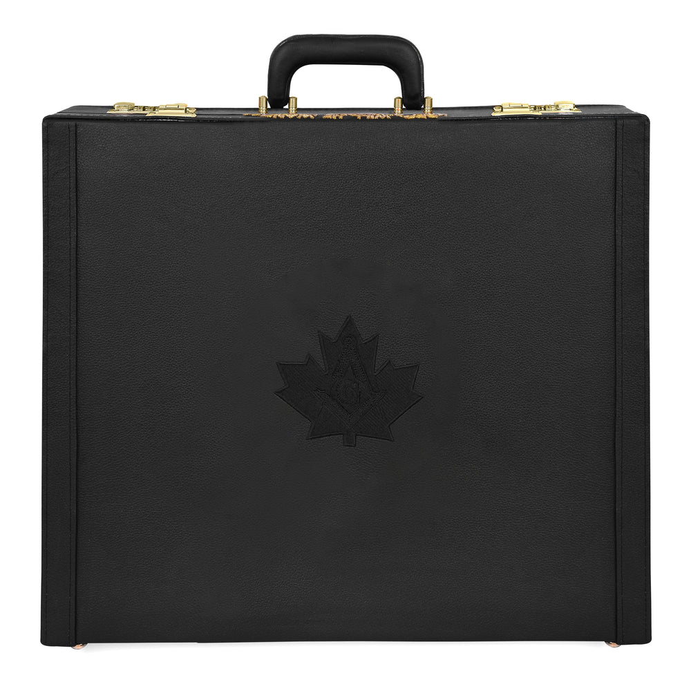 Riaz Impex Masonic Cases MM/WM SIZE / Synthetic Case Master Mason Blue Lodge Canada Regulation Apron Case – Black Machine Embroidery
