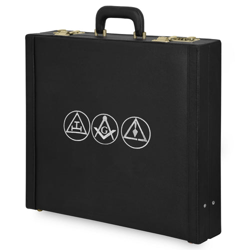 Riaz Impex Masonic Cases MM/WM SIZE / Synthetic Case York Rite Apron Case – Silver Emblem Machine Embroidery Various Sizes & Materials