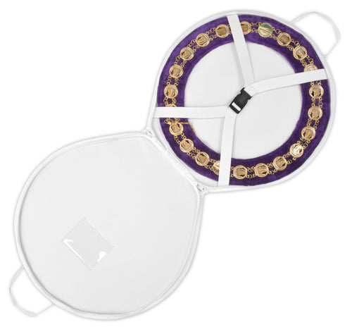Riaz Impex Masonic Cases Universal Chain Collar Case – White Leather Round Shape With Different Materials