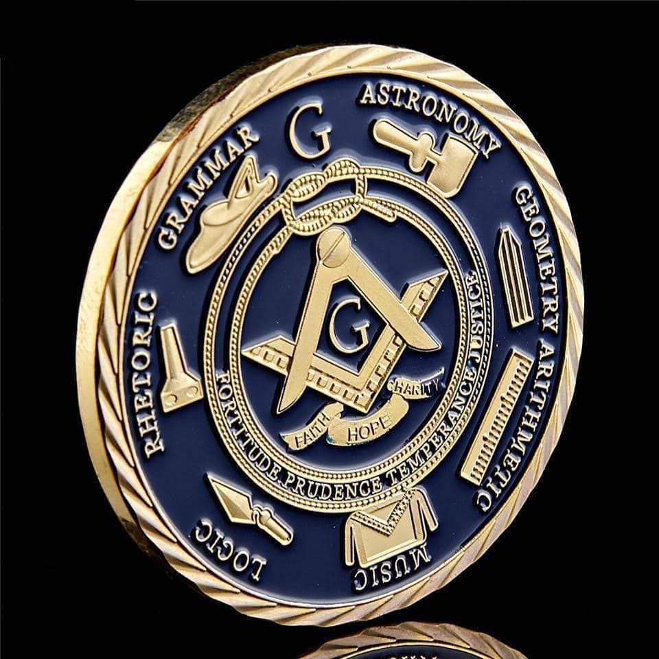 Riaz Impex Masonic Coins Masonic Brotherhood Coin – 14K Gold Plated