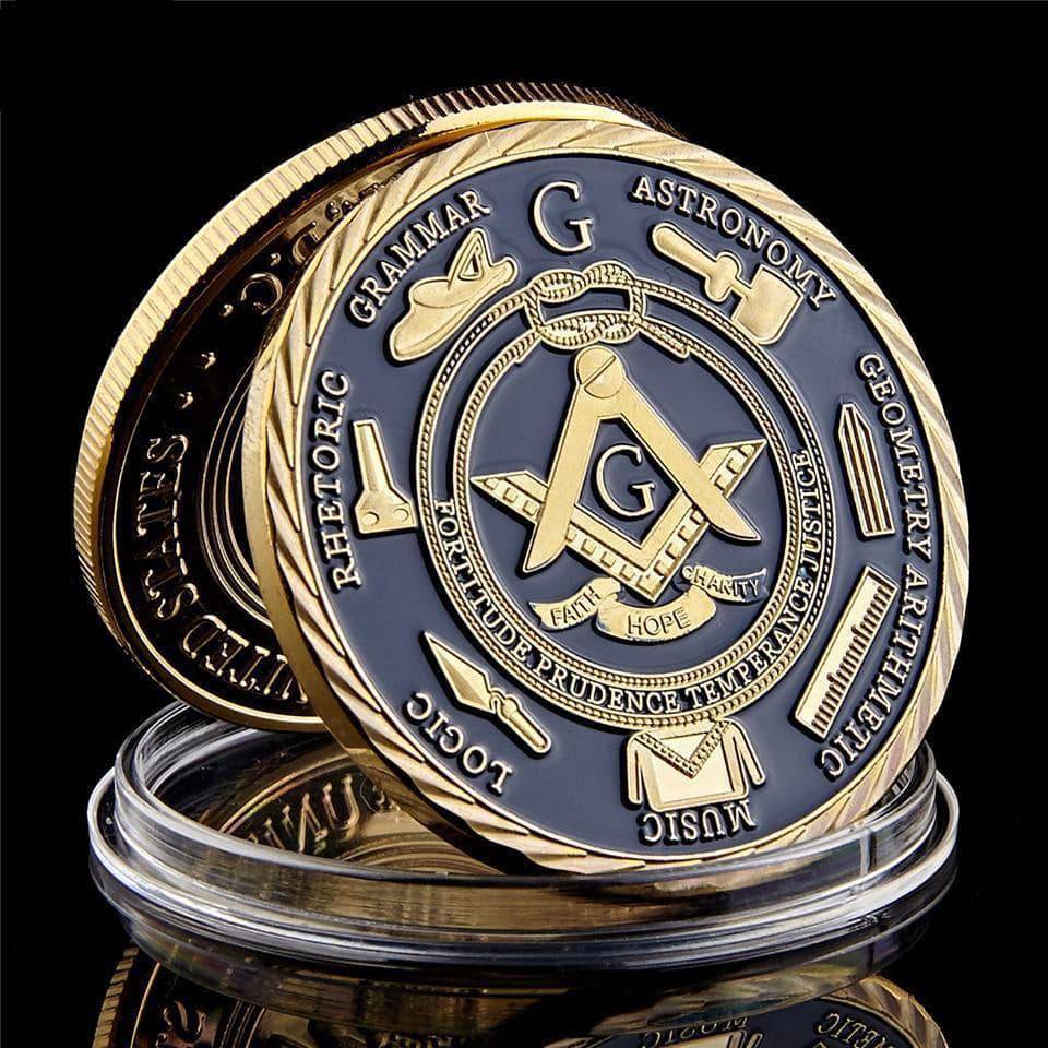 Riaz Impex Masonic Coins Masonic Brotherhood Coin – 14K Gold Plated