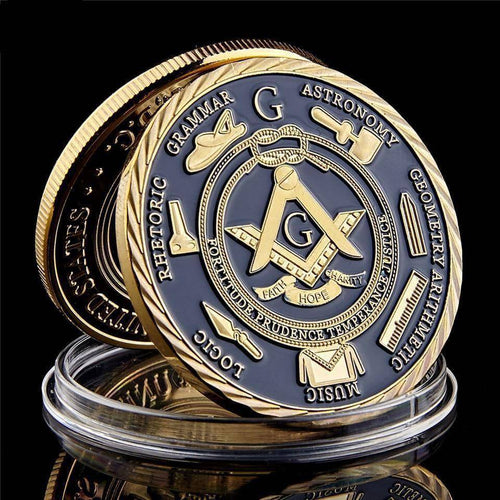 Riaz Impex Masonic Coins Masonic Brotherhood Coin – 14K Gold Plated