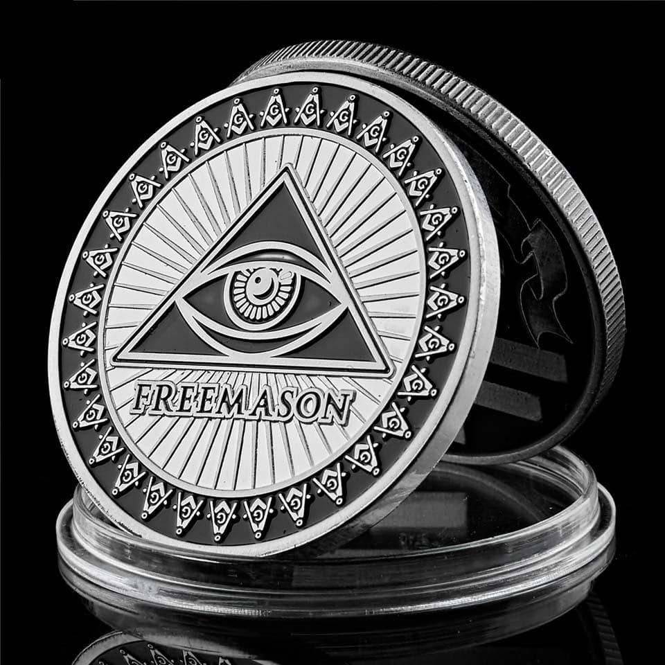 Riaz Impex Masonic Coins Masonic Commemorative Coin – Silver Tone
