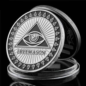 Riaz Impex Masonic Coins Masonic Commemorative Coin – Silver Tone