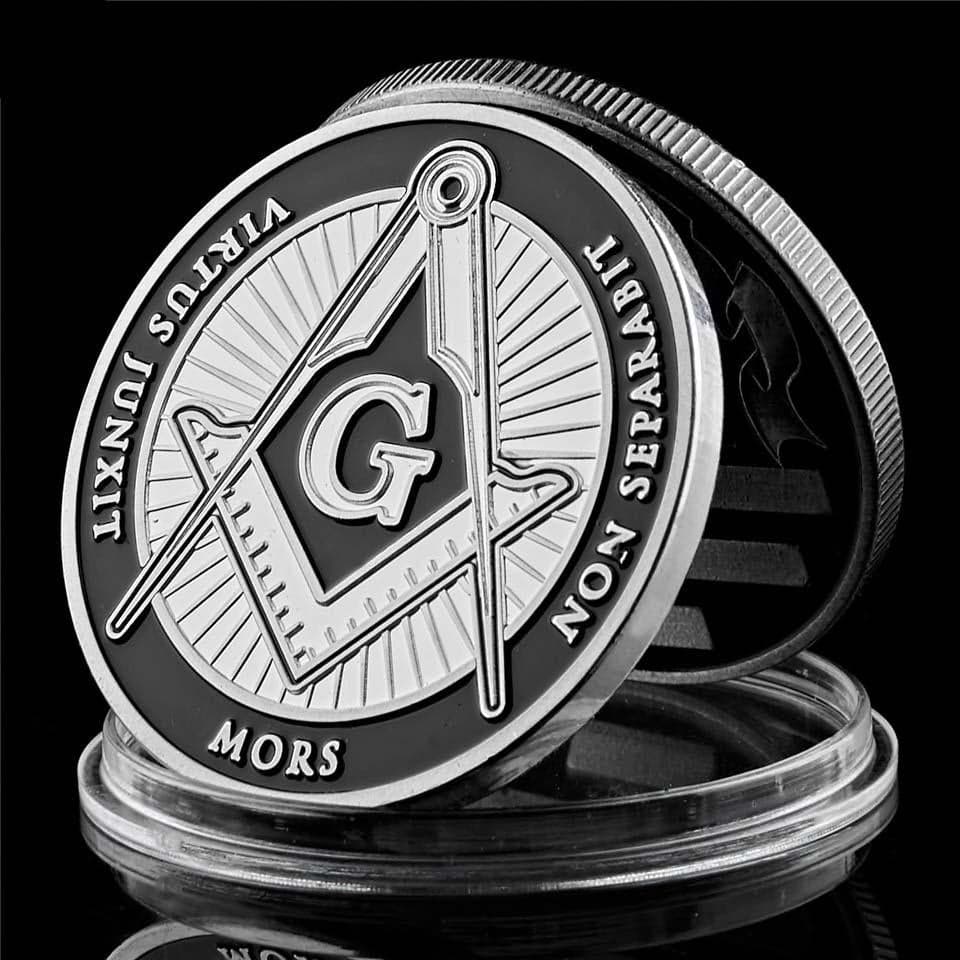 Riaz Impex Masonic Coins Masonic Commemorative Coin – Silver Tone