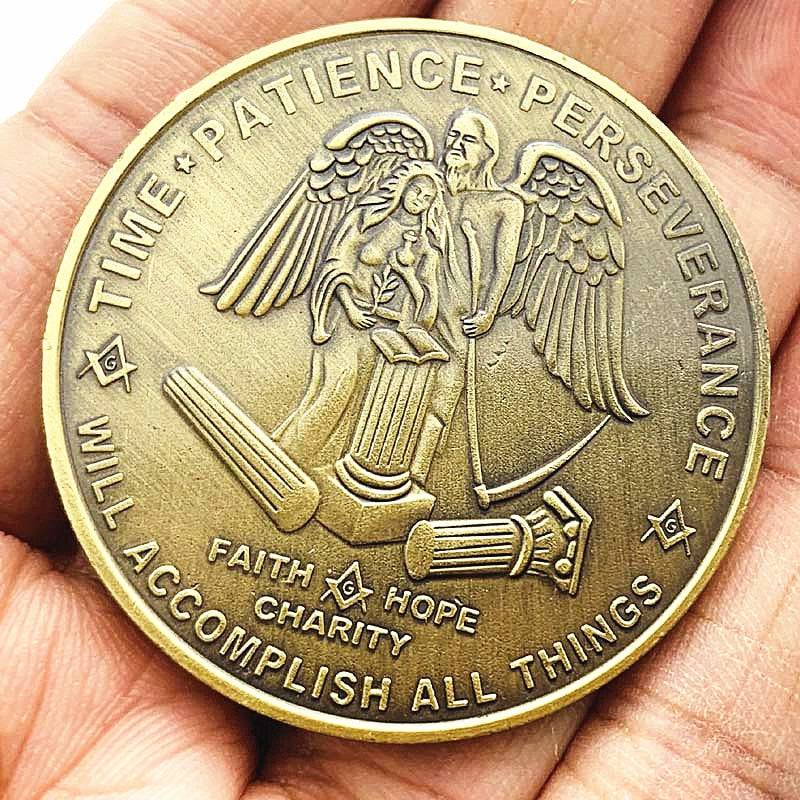 Riaz Impex Masonic Coins Masonic Faith, Hope & Charity Coin – Blue Detail