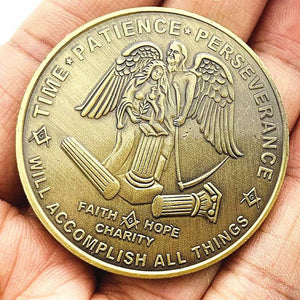 Riaz Impex Masonic Coins Masonic Faith, Hope & Charity Coin – Blue Detail