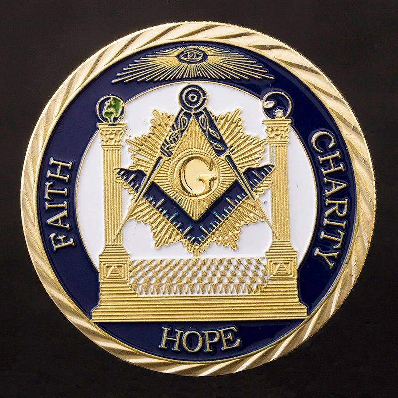 Riaz Impex Masonic Coins Masonic Faith, Hope & Charity Coin – Gold Tone