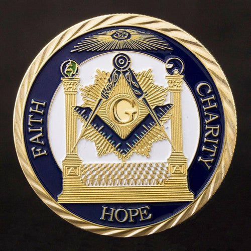 Riaz Impex Masonic Coins Masonic Faith, Hope & Charity Coin – Gold Tone