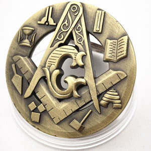 Riaz Impex Masonic Coins Masonic Raised-Emblem Coin – Bronze Plated