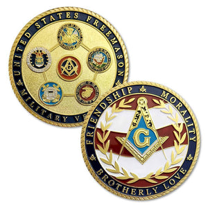Riaz Impex Masonic Coins Masonic US Military Veteran Commemorative Coin
