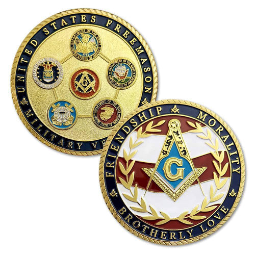 Riaz Impex Masonic Coins Masonic US Military Veteran Commemorative Coin