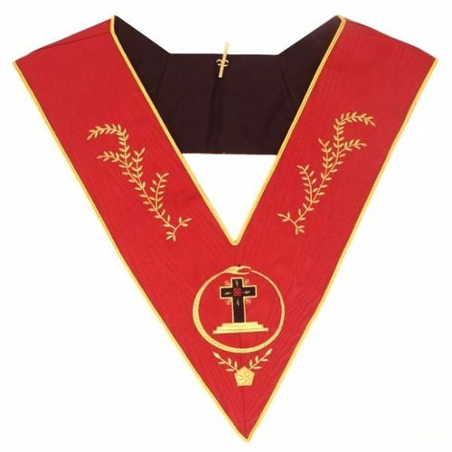 Riaz Impex Masonic Collars 18th Degree Scottish Rite Collar – Red Moire Latin Cross