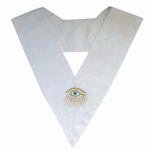 Riaz Impex Masonic Collars 28th Degree Scottish Rite Collar – All White Moire with Eye & Rays