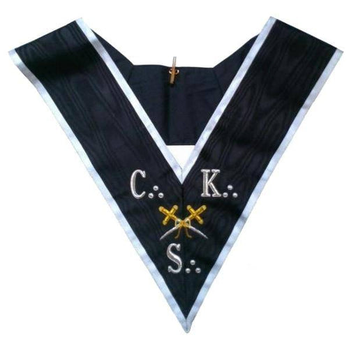 Riaz Impex Masonic Collars 30th Degree Scottish Rite Collar – CKS Black Moire with Grey Borders