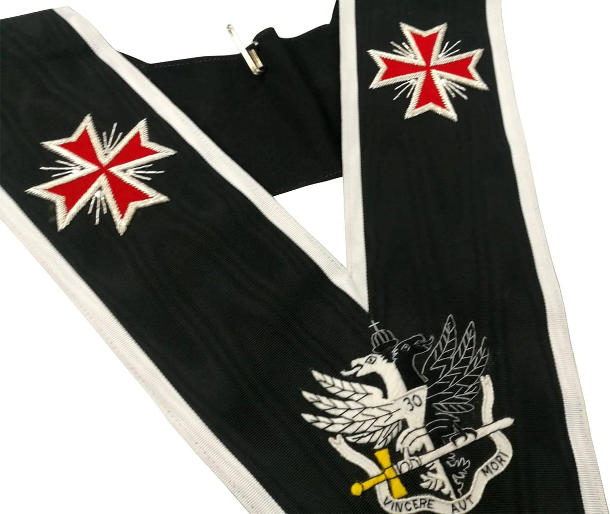 Riaz Impex Masonic Collars 30th Degree Scottish Rite Collar – Templar Cross & Bicephalic Eagle