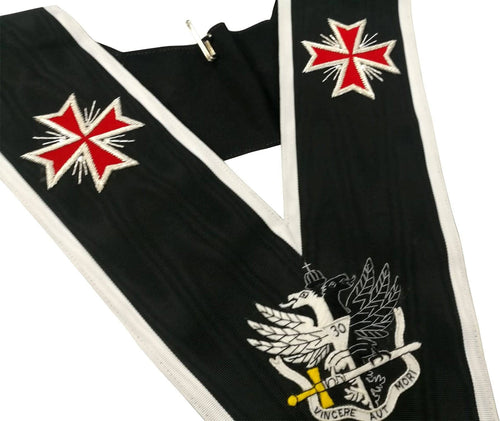 Riaz Impex Masonic Collars 30th Degree Scottish Rite Collar – Templar Cross & Bicephalic Eagle