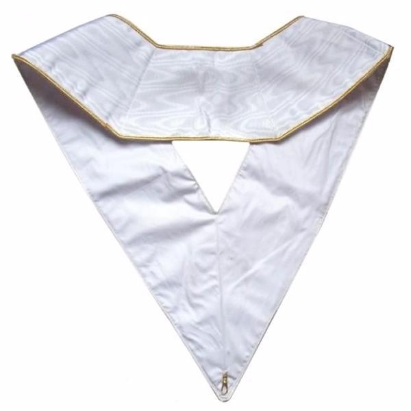 Riaz Impex Masonic Collars 30th Degree Scottish Rite Collar – White Moire with Gold Borders
