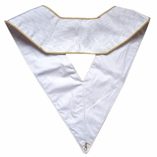 Riaz Impex Masonic Collars 30th Degree Scottish Rite Collar – White Moire with Gold Borders