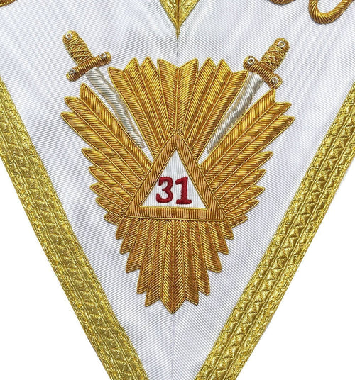 Riaz Impex Masonic Collars 31st Degree Scottish Rite Collar – White Moire