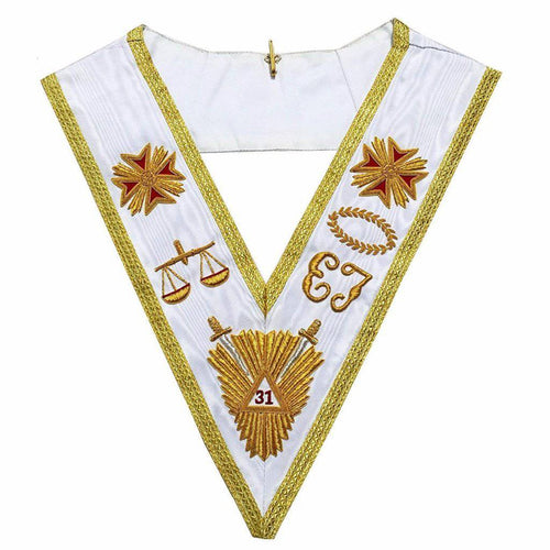 Riaz Impex Masonic Collars 31st Degree Scottish Rite Collar – White Moire