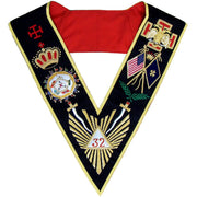 32nd Degree Scottish Rite Collar – Black Moire Gold Braid