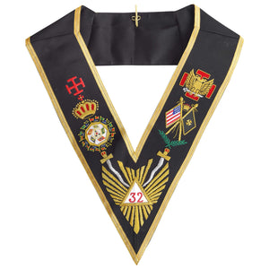 Riaz Impex Masonic Collars 32nd Degree Scottish Rite Collar – Gold Braid With Black Backing