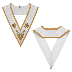 Riaz Impex Masonic Collars 33rd Degree Scottish Rite Collar – White Ribbon with Gold Bullion Embroidery