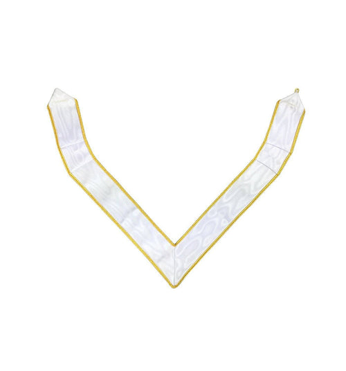 Riaz Impex Masonic Collars 33rd Degree Scottish Rite Collarette – White & Gold Moire