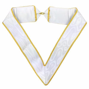 Riaz Impex Masonic Collars 33rd Degree Scottish Rite Collarette – White & Gold Moire