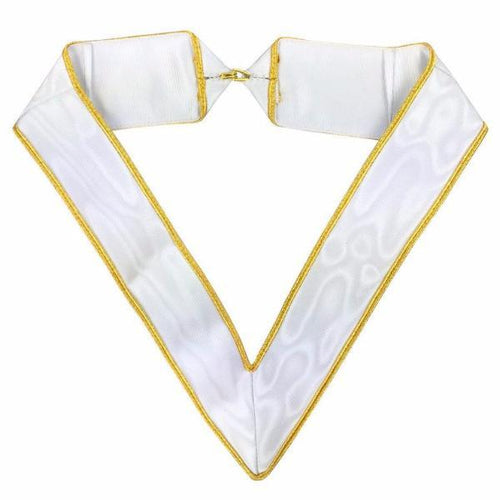Riaz Impex Masonic Collars 33rd Degree Scottish Rite Collarette – White & Gold Moire