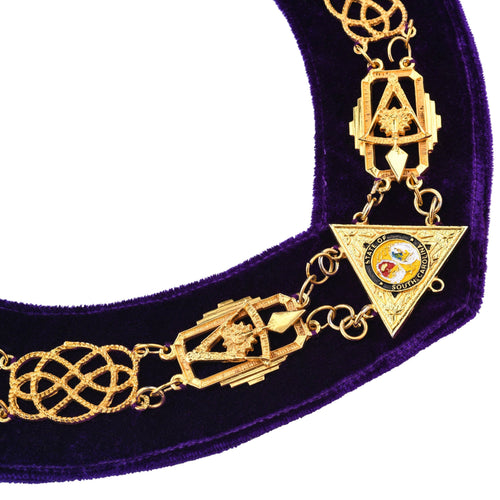Riaz Impex Masonic Collars Council Chain Collar – Gold With Purple Lining