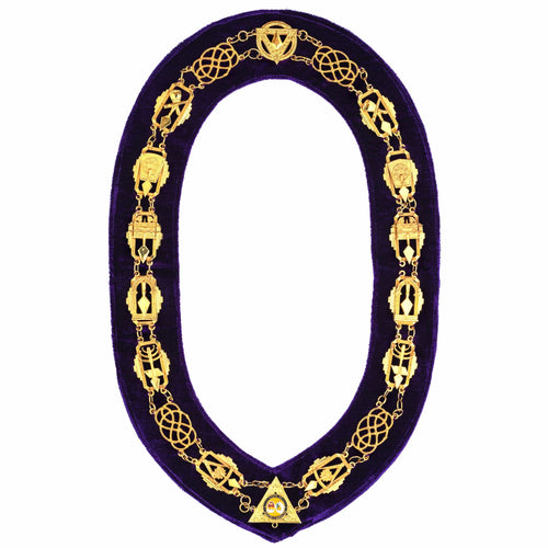 Riaz Impex Masonic Collars Council Chain Collar – Gold With Purple Lining