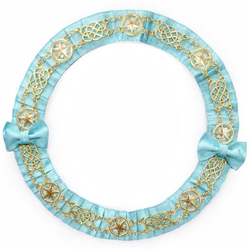 Riaz Impex Masonic Collars French Rite Chain Collar – Gold Plated on Sky Blue Velvet