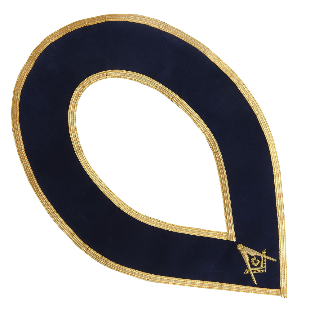 Riaz Impex Masonic Collars Master Mason Blue Lodge Collar – Dark Blue Velvet with Gold Braid Borders