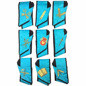 Riaz Impex Masonic Collars Officers Memphis Misraim Officer Collar Set – Turquoise Blue Moire