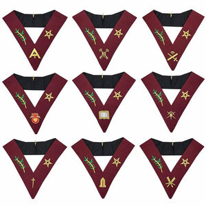 Riaz Impex Masonic Collars Officers Scottish Rite Officer Collar Set – Maroon Machine Embroidery
