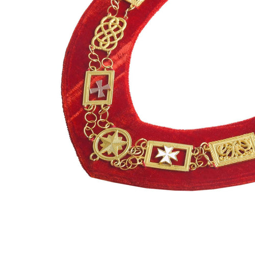 Riaz Impex Masonic Collars Order Of Malta Chain Collar – Gold With Red Velvet Backing