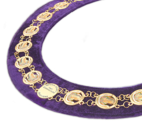 Riaz Impex Masonic Collars Past Commandress DOI Chain Collar – Multi-Color Gold Plated On Purple Velvet