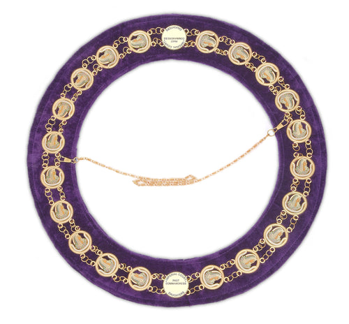 Riaz Impex Masonic Collars Past Commandress DOI Chain Collar – Multi-Color Gold Plated On Purple Velvet