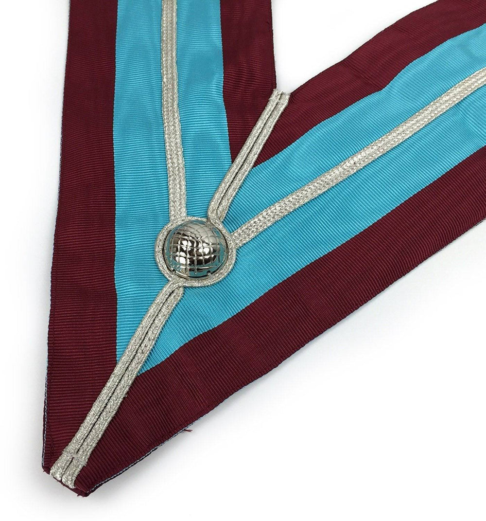 Riaz Impex Masonic Collars Past Master Mark Collar – Sky Blue & Maroon Moire