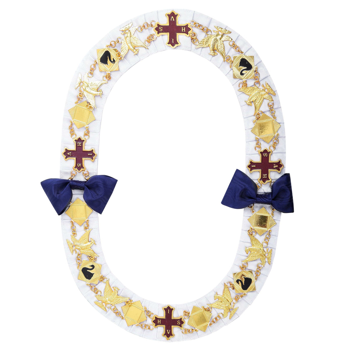 Riaz Impex Masonic Collars Red Cross of Constantine Chain Collar – White Ribbon Backing