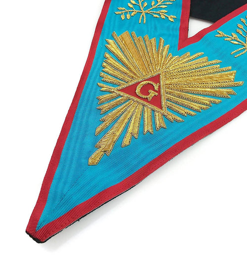 Riaz Impex Masonic Collars Worshipful Master Memphis Misraim Collar – Sky Blue Moire with Pink Edges