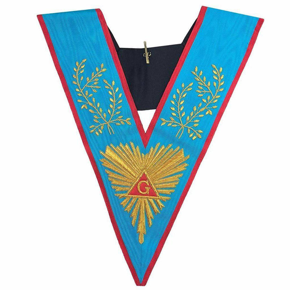 Riaz Impex Masonic Collars Worshipful Master Memphis Misraim Collar – Sky Blue Moire with Pink Edges